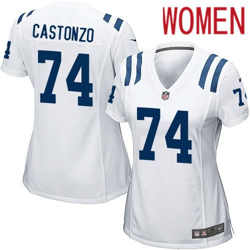 Women Indianapolis Colts #74 Anthony Castonzo Nike White Game NFL Jersey->women nfl jersey->Women Jersey